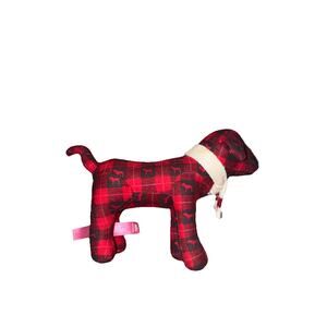 Victoria's Secret Red & Black Plaid Dog Pink Plush White Scarf A